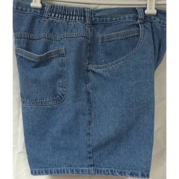 Vtg Blassport Womens 14 Stretch High Rise Med Wash Wide Leg Denim Shorts W34xL5 - Picture 7 of 11